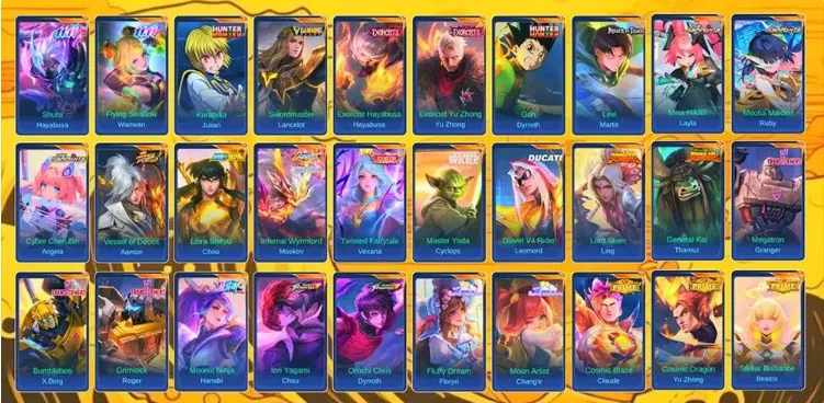 ML703 SULTAN 638 Skins Shura Flying Swallow Kurapika Swordmaster Exorcist Hayabusa Exorcist Yu Zhong Gen (G)